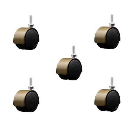 Service Caster 2'' Floor Safe Antique Hooded Twin Wheel Caster 5/16 Threaded Stem, 5PK SCC-TS02S50D-NYU-WA-5161810-5